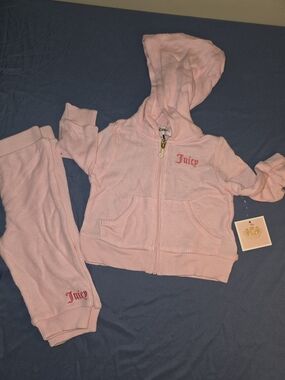 Juicy Couture Light Pink Girls' Hooded Zip-Up & Sweatpants Set